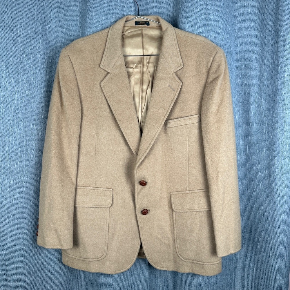 Di Benedetto 70% Camel Hair Blazer Men's 40R Brown Tan Jacket Wool Blend USA